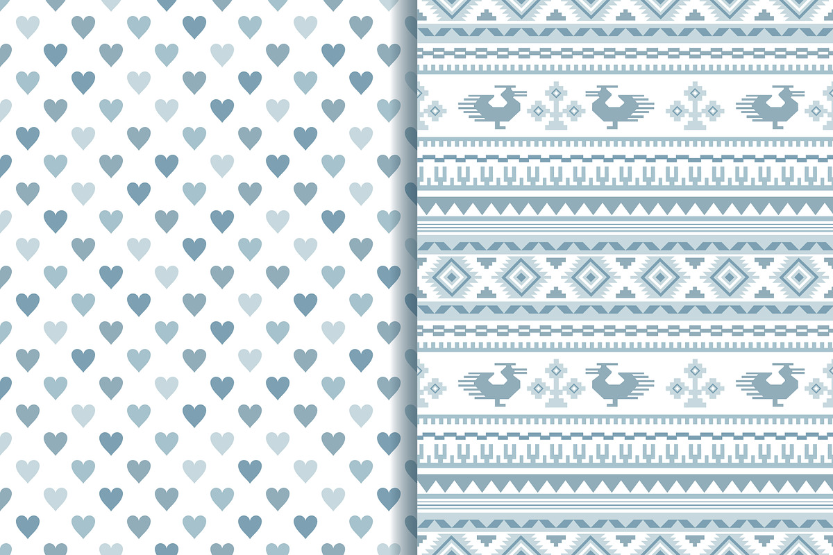 Set of 10 seamless pattern blue, a Pattern Graphic by NataLito (Photo 6 of 6)