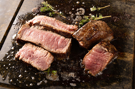Delicious medium rare filet steaks, a Photo by Grafvision photography