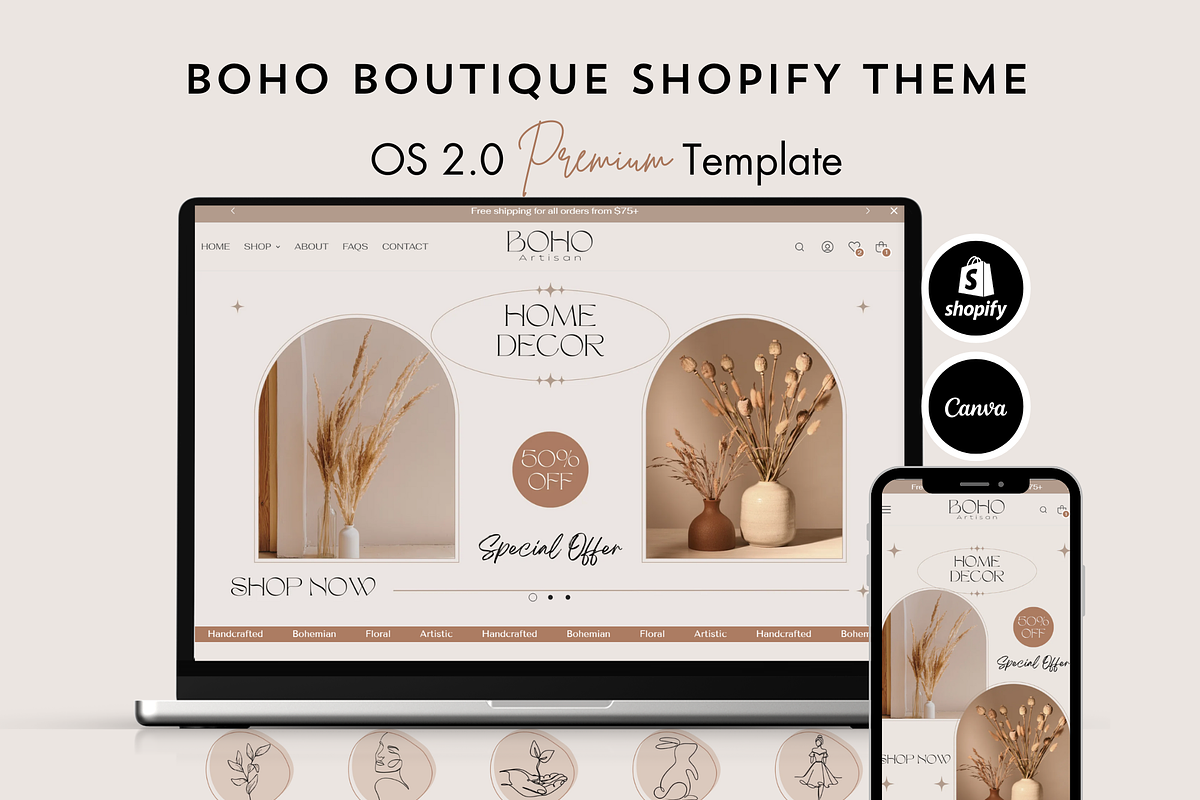 Boho Shopify Theme, Boutique Store, a Templates & Theme by Elite Luster (Photo 1 of 3)