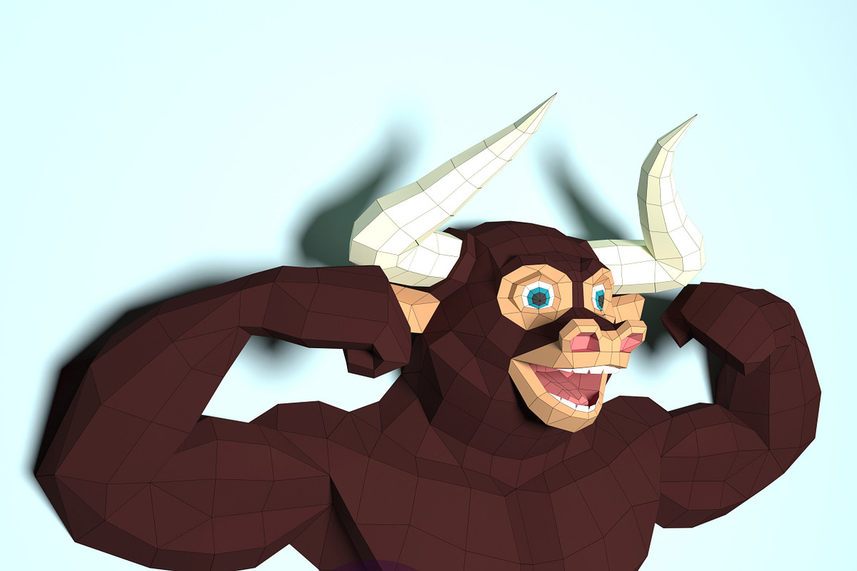 DIY Bull Bodybuilder 3D template, a Templates & Theme by PolyFish (Photo 1 of 4)