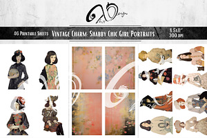 Vintage Charm Shabby Girl Portraits