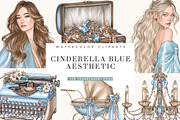Cinderella Blue Aesthetic Clipart, a Seasonal Illustration by BusyDaydesign (Thumbnail 1 of 9)