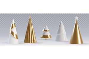 Modern 3d cone Christmas tree set, an Object Illustration by art PVP - market