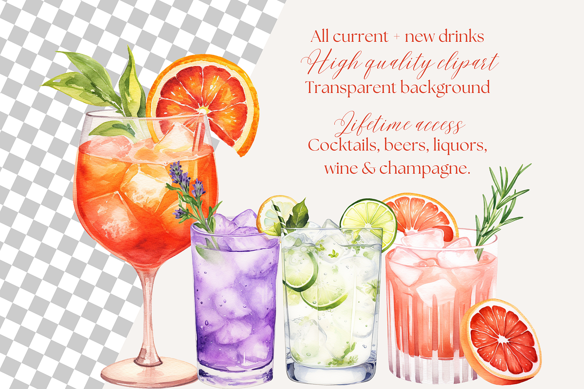 400 Cocktail Clipart, Wine, Beer, a Decorative Illustration by ClipArtCharm (Photo 2 of 6)