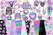 Creepy clipart and pattern bundle, an Illustration by Gaynor Carradice Designs (Thumbnail 1 of 3)