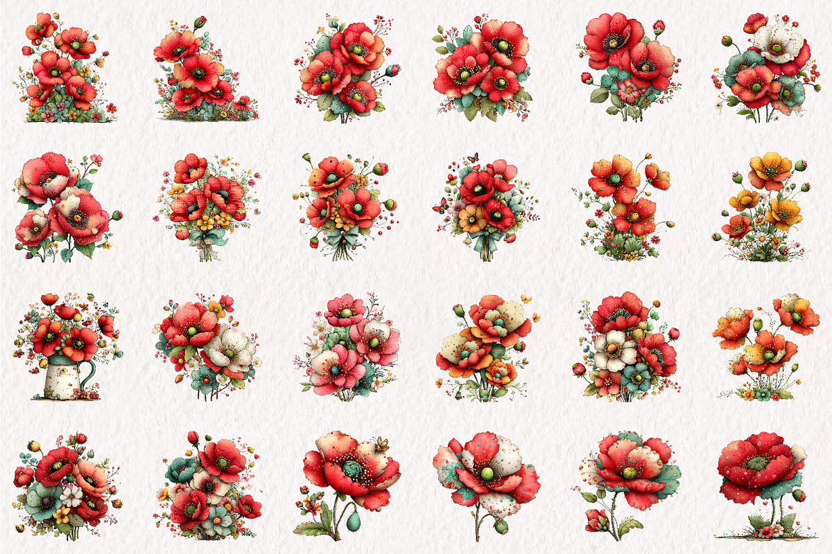Whimsical Spring Poppy Flowers, an Illustration by CreationArt (Photo 4 of 10)