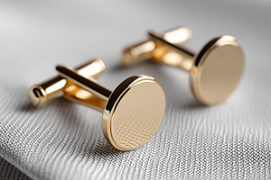 Elegant gold cufflinks resting on a, a Beauty & Fashion Photo by MistyDay