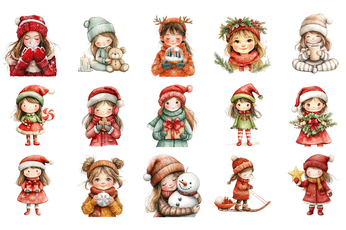 Christmas Cute Girls Sublimation, an Illustration by Designking (Photo 2 of 5)