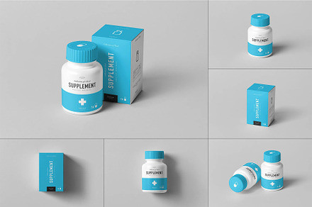 Supplement Jar & Box Mock-up, a Product Mockup by zippypixelstudio