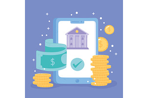 online banking smartphone, a Finance Illustration by studiogstock