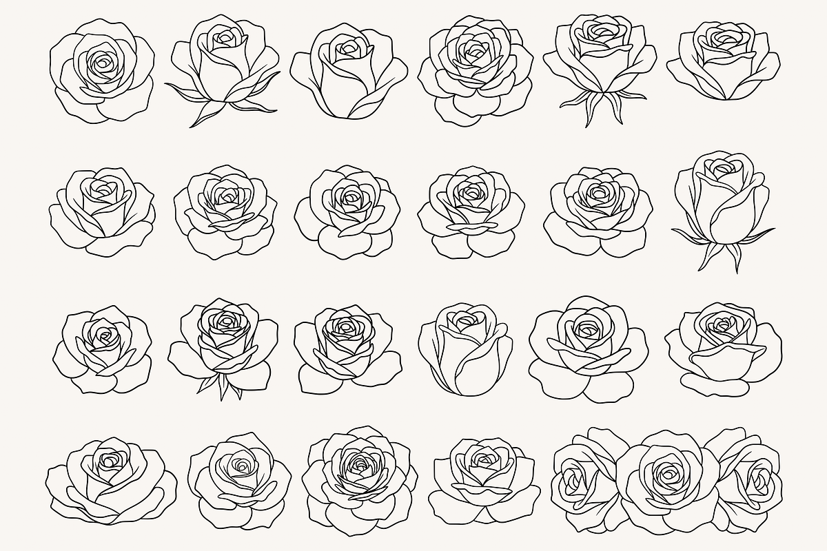 Rose Flower Line Art Illustration, a Decorative Illustration by Kusumaillustration (Photo 2 of 11)