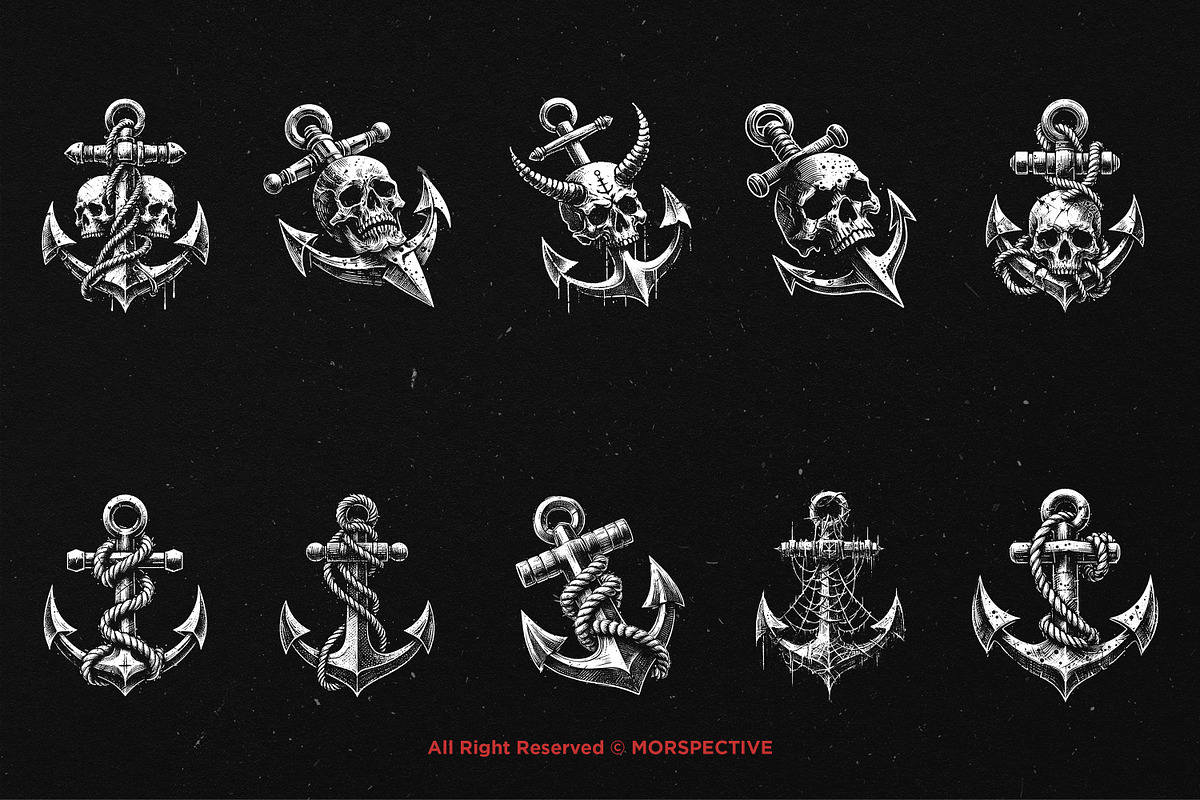 10 Bundle Dark Art Anchor Sea Sail, an Illustration by Morspective (Photo 6 of 7)