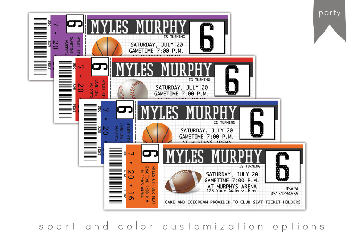 BIRTHDAY | sports ticket invitation, an Invitation Template by Love Designs Co. (Photo 2 of 3)
