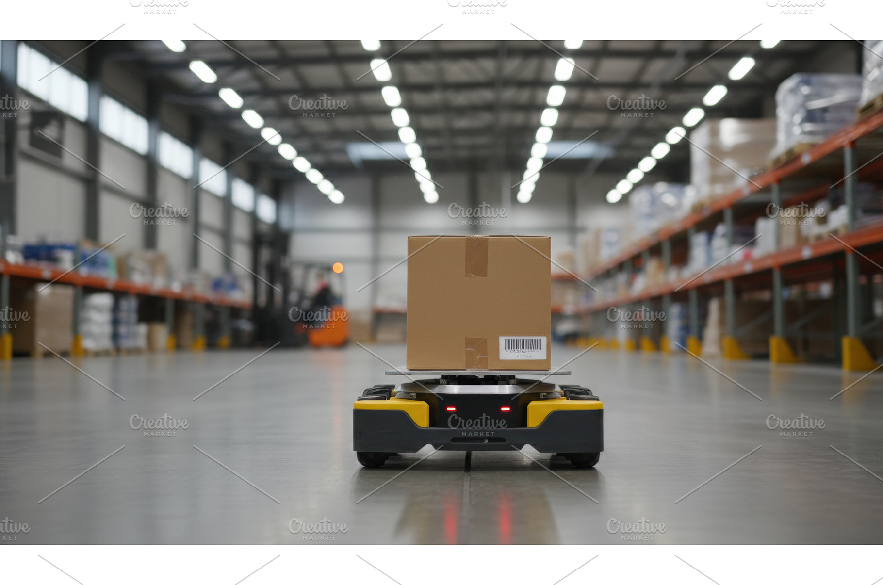 Automated mobile robot carrying a, an Industrial Photo by Igor Tichonow