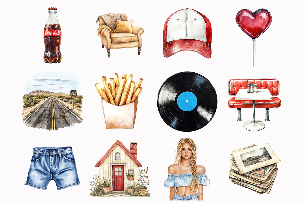 Watercolor Americana Girl Clipart, an Illustration by Design Market (Photo 2 of 5)