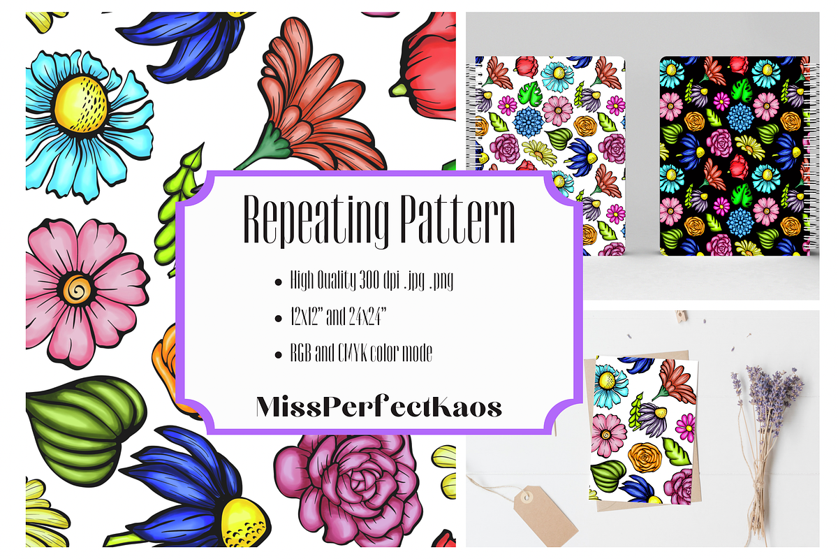 Flower Power - Repeat Pattern, a Pattern Graphic by MissPerfectKaos (Photo 2 of 4)