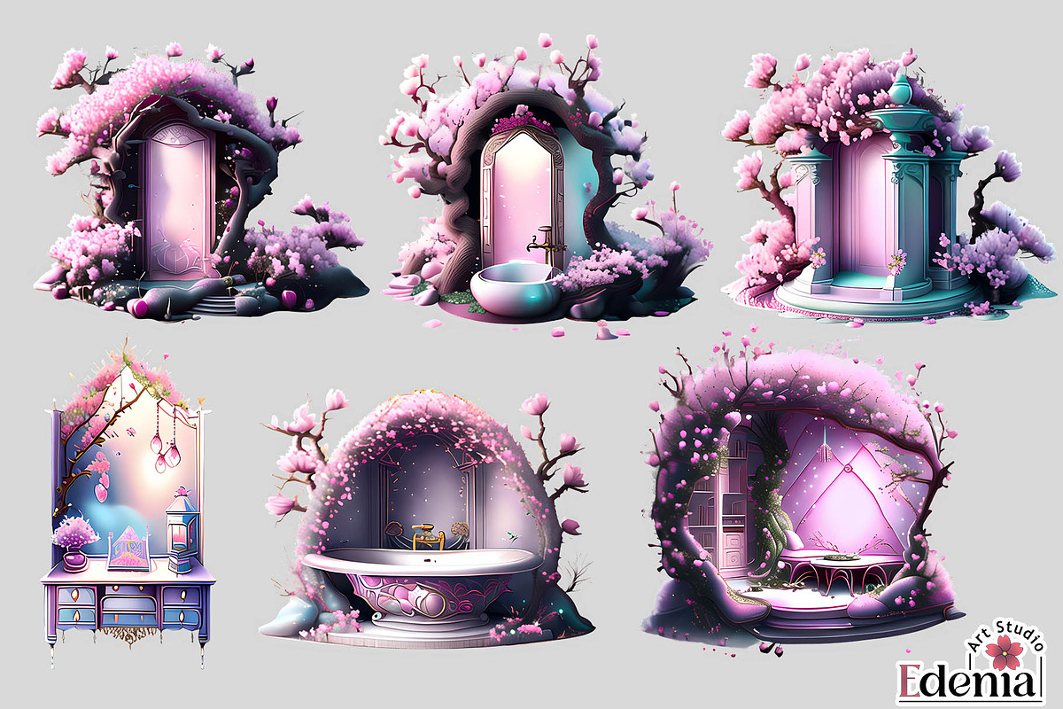 Cherry Blossom Sakura Interior #1, an Illustration by EdeniaArtStudio (Photo 3 of 8)