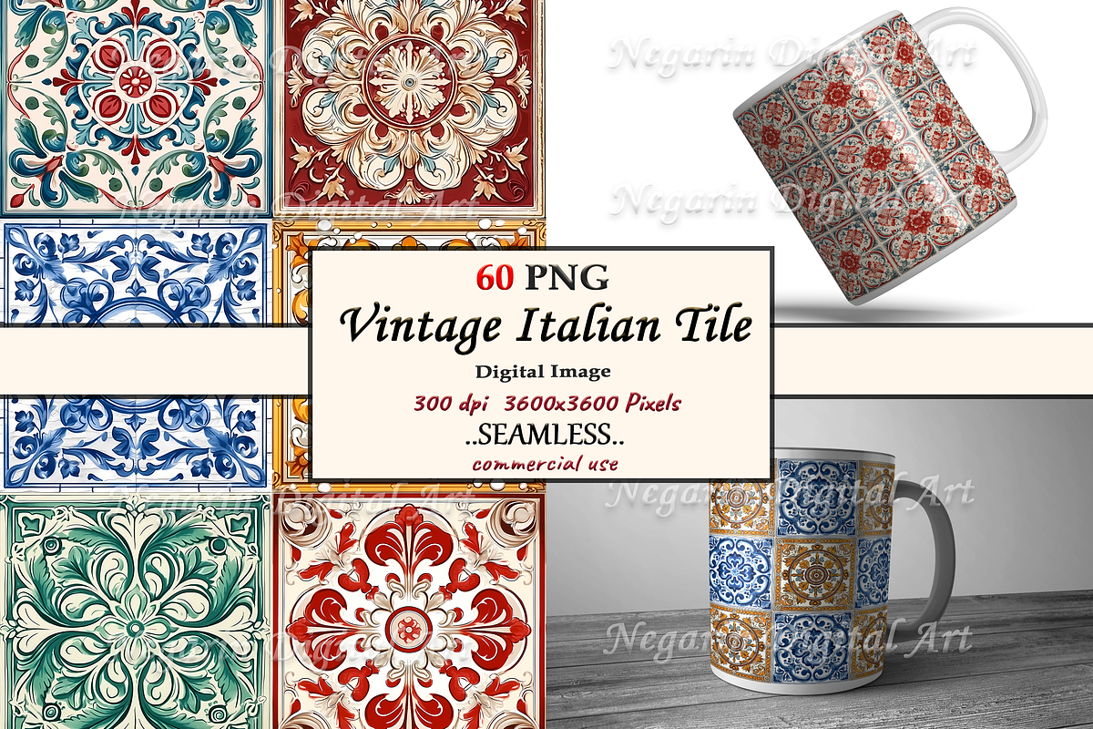 Vintage Italian Pattern Tile V1, a Pattern Graphic by Negarin Digital Art (Photo 1 of 8)