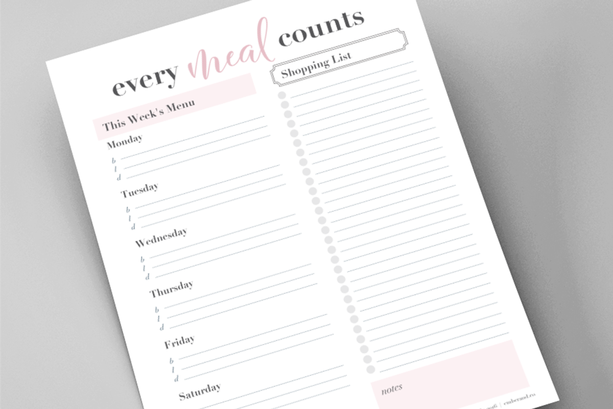 Meal Planner Printable, 4 Sizes, a Templates & Theme by Ember & Co (Photo 5 of 6)