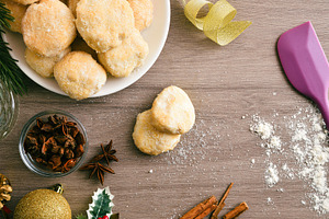 Freshly prepared anise cookies on a wooden kitchen bench, a Food & Drink Photo by Davizro's Market