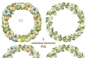 Watercolor Autumn Wreath PNG.