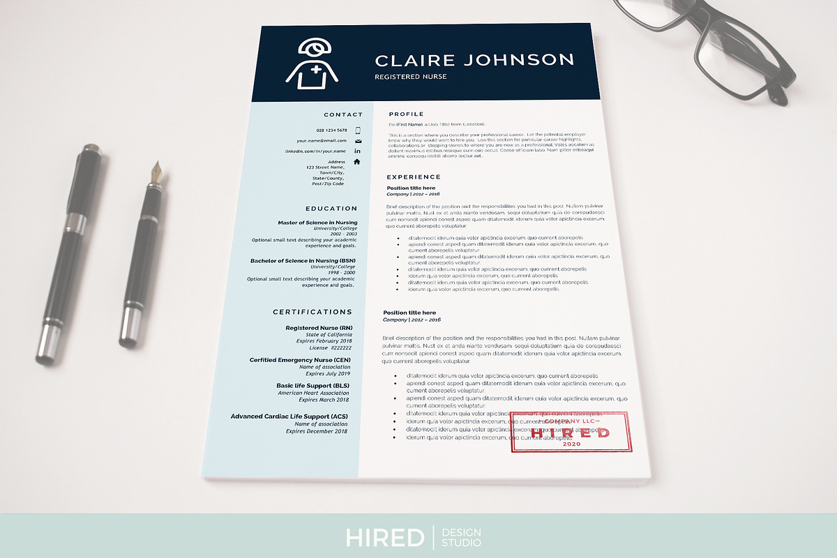 Nurse Resume Template | Nursing CV, a Resume Template by HIRED Design Studio (Photo 7 of 12)