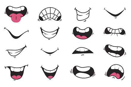 Mouth cartoon set, an Illustration by PrettyVectors