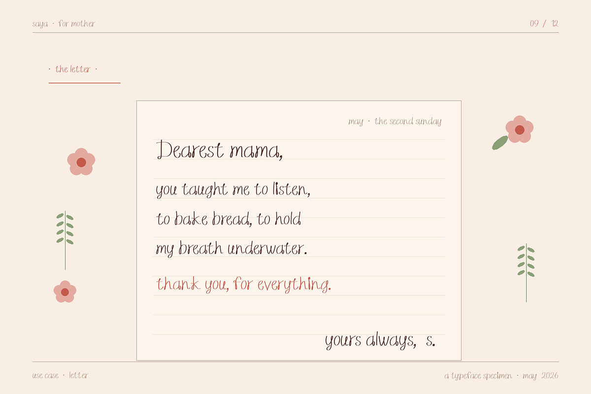 Saya — A Script for Tender Moments, a Handwritten Font by Lettra Studio (Photo 13 of 19)