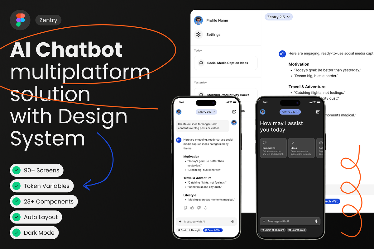 AI Chatbot Vercel UI Kit for Figma, an UI Kit Template by SupperNoodle (Photo 1 of 8)