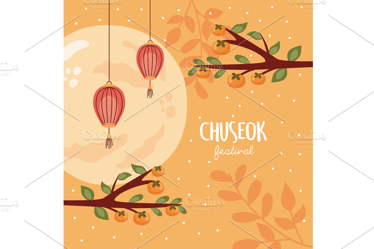 chuseok festival lettering postcard, an Illustration by studiogstock