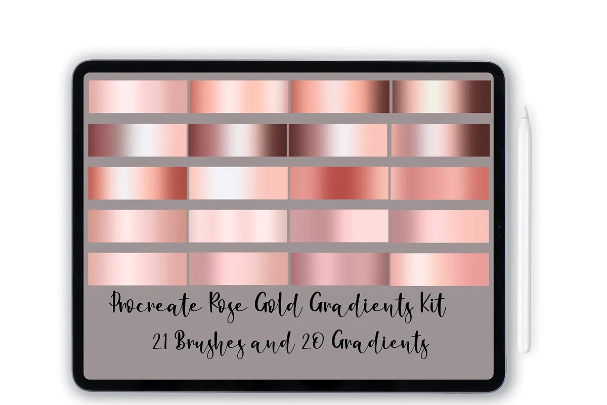Procreate rose gold gradient brushes, a Brush Add-On by Illustration Tribe