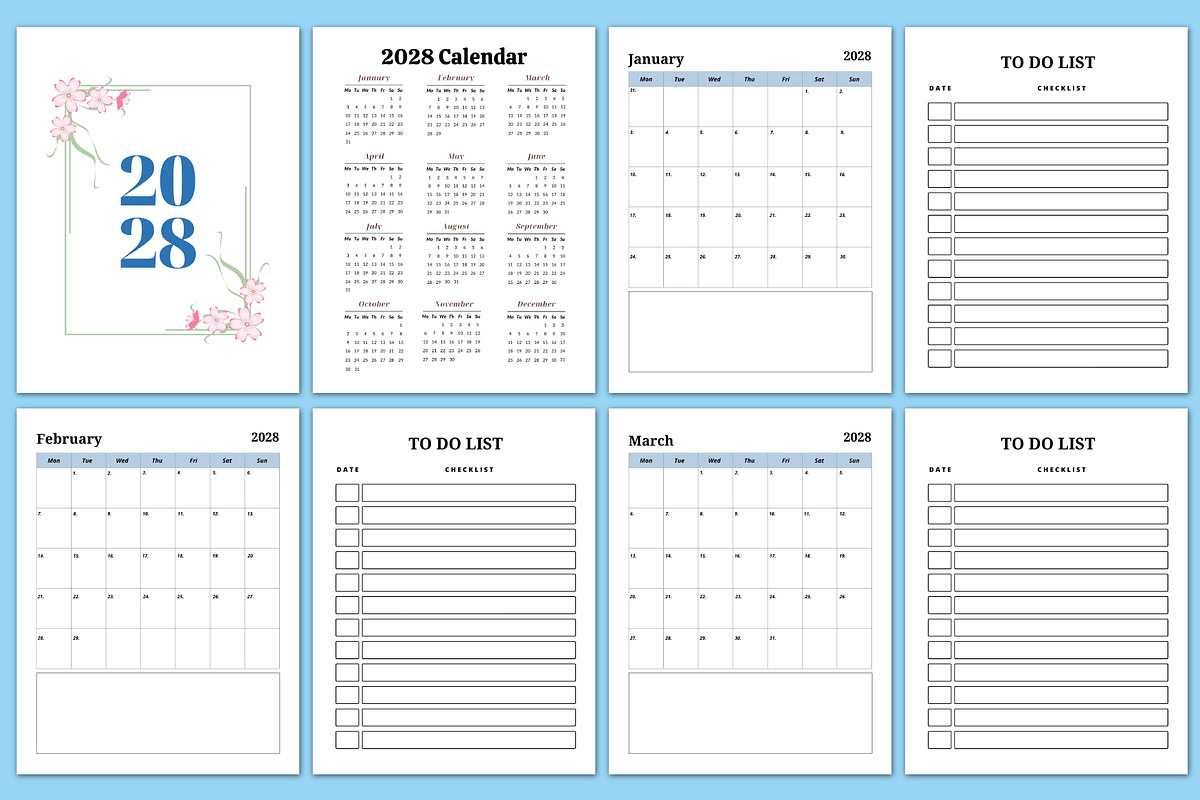 Editable 2024-2028 Monthly Planner, a Stationery Template by Designmela01 (Photo 6 of 6)