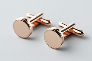 Minimalist rose gold round cufflinks, a Beauty & Fashion Photo by MistyDay