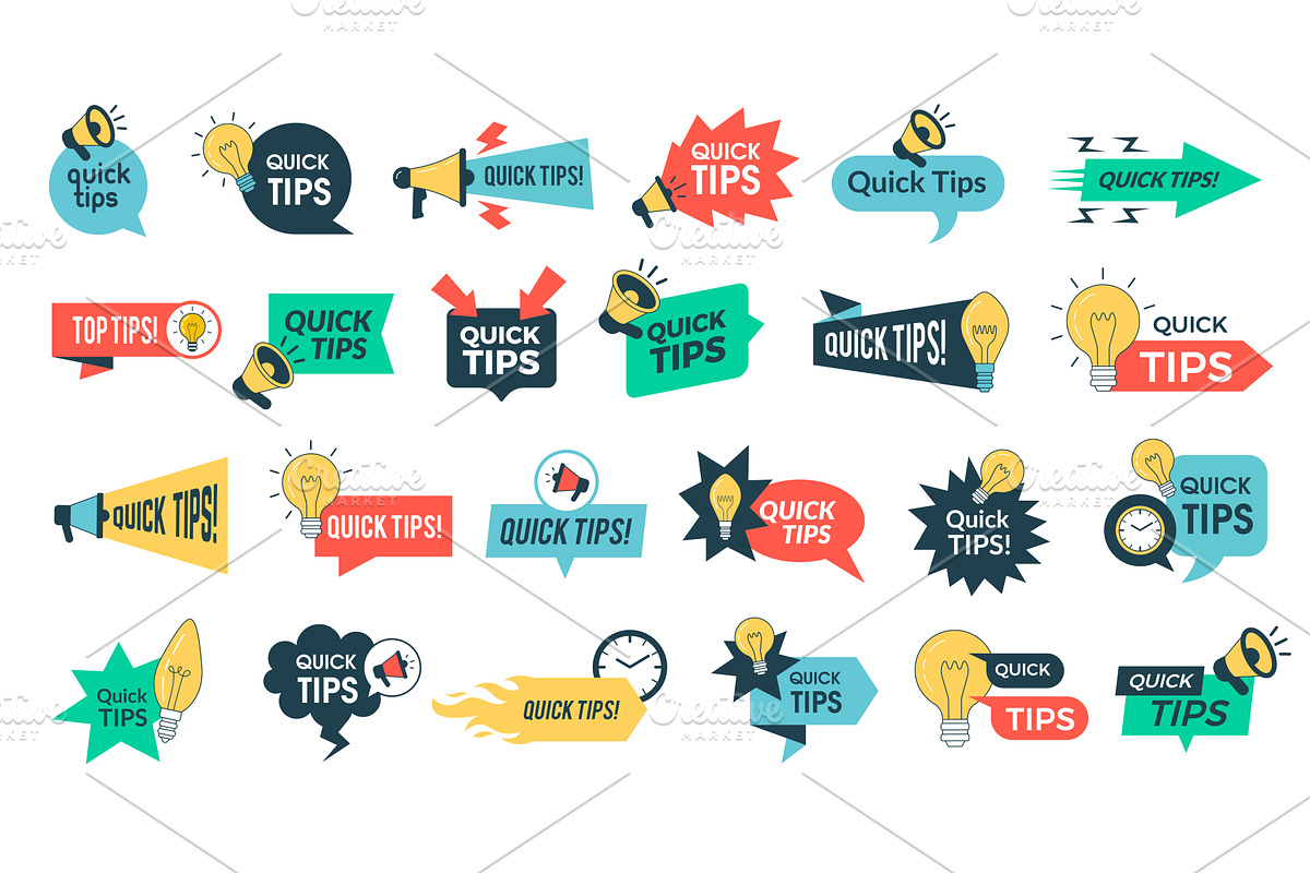 Quick tips. Promo banners in flat, an Object Illustration by Onyx