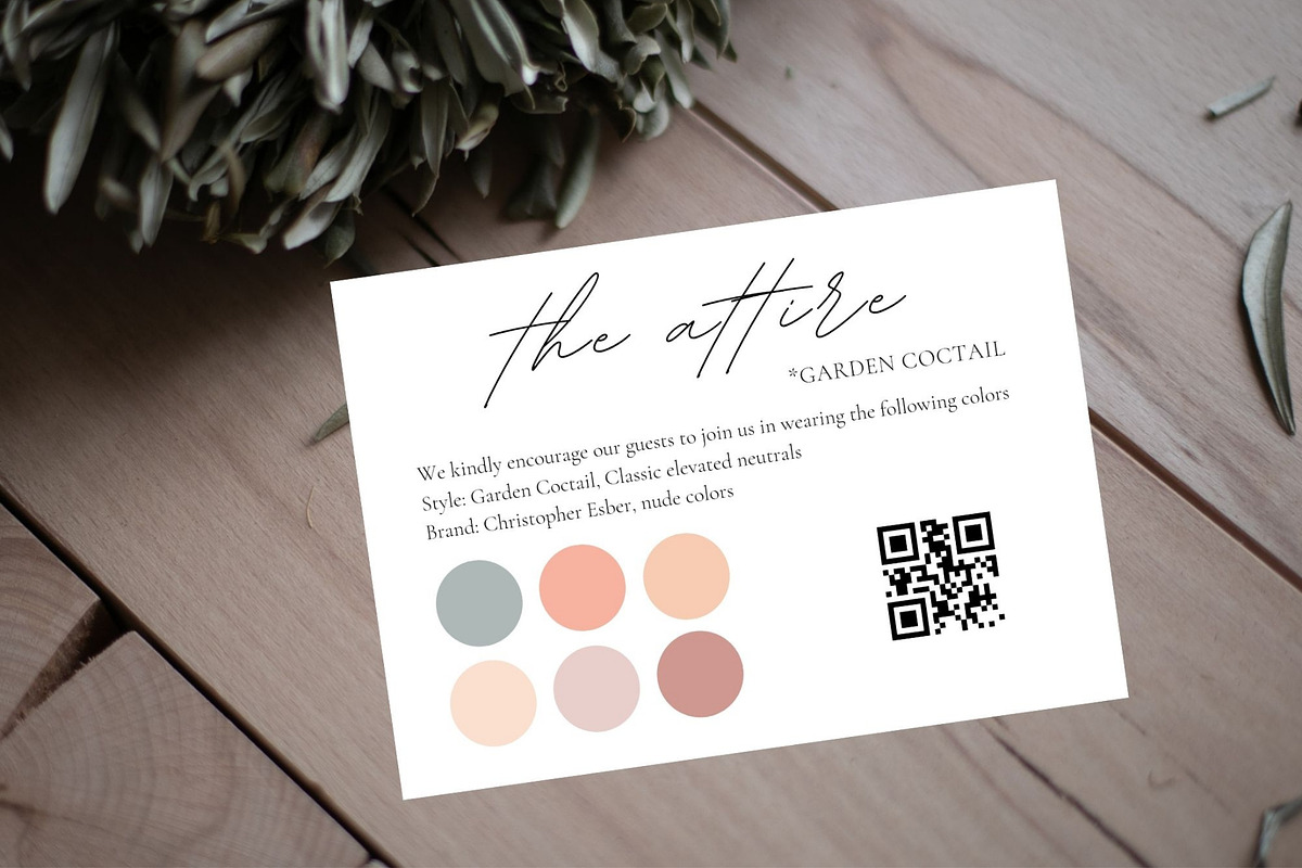 QR attire insert, Canva Dresscode card