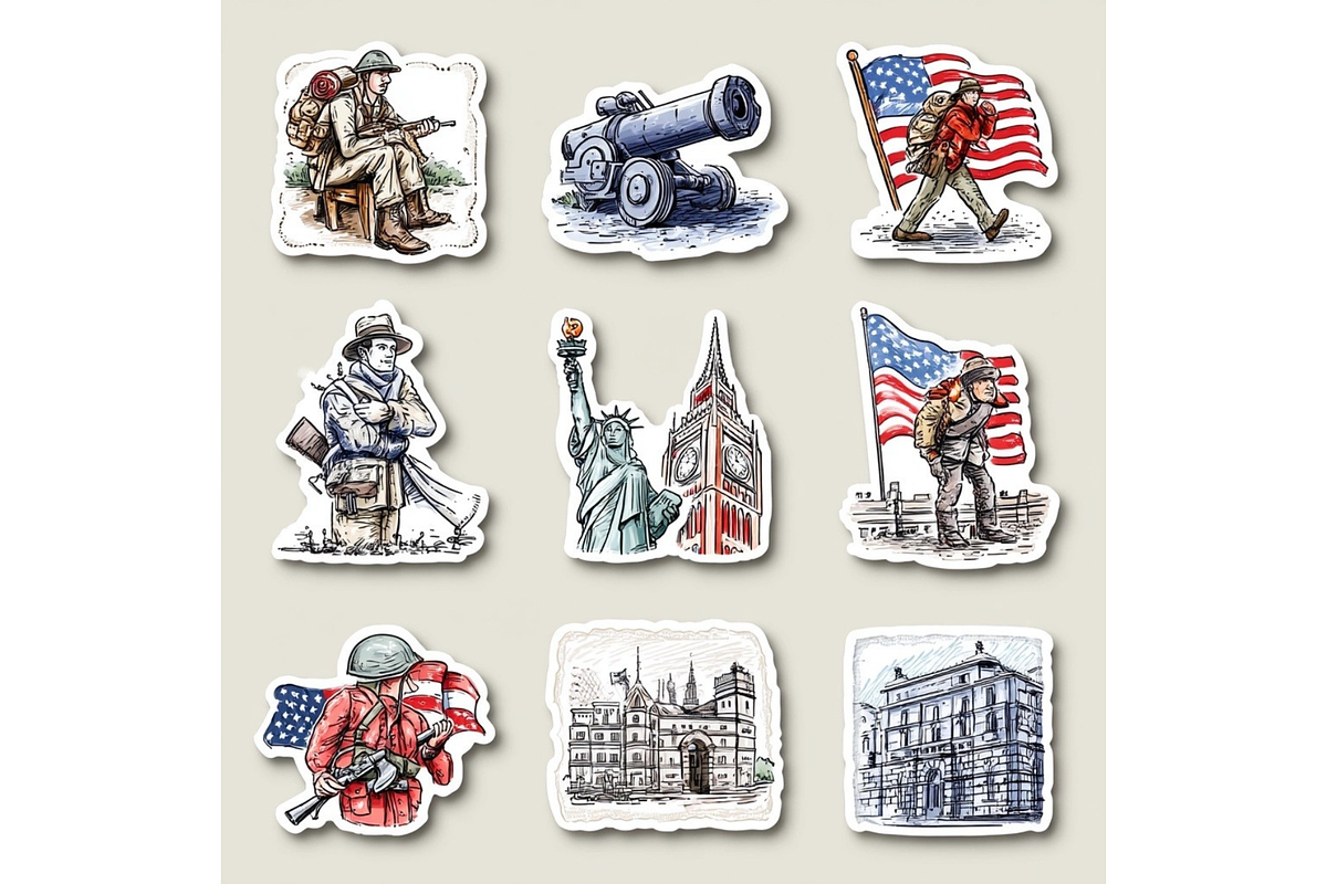 Prompt 50 Retro US Cityscape Icons, a Decorative Illustration by Creative design (Photo 7 of 7)