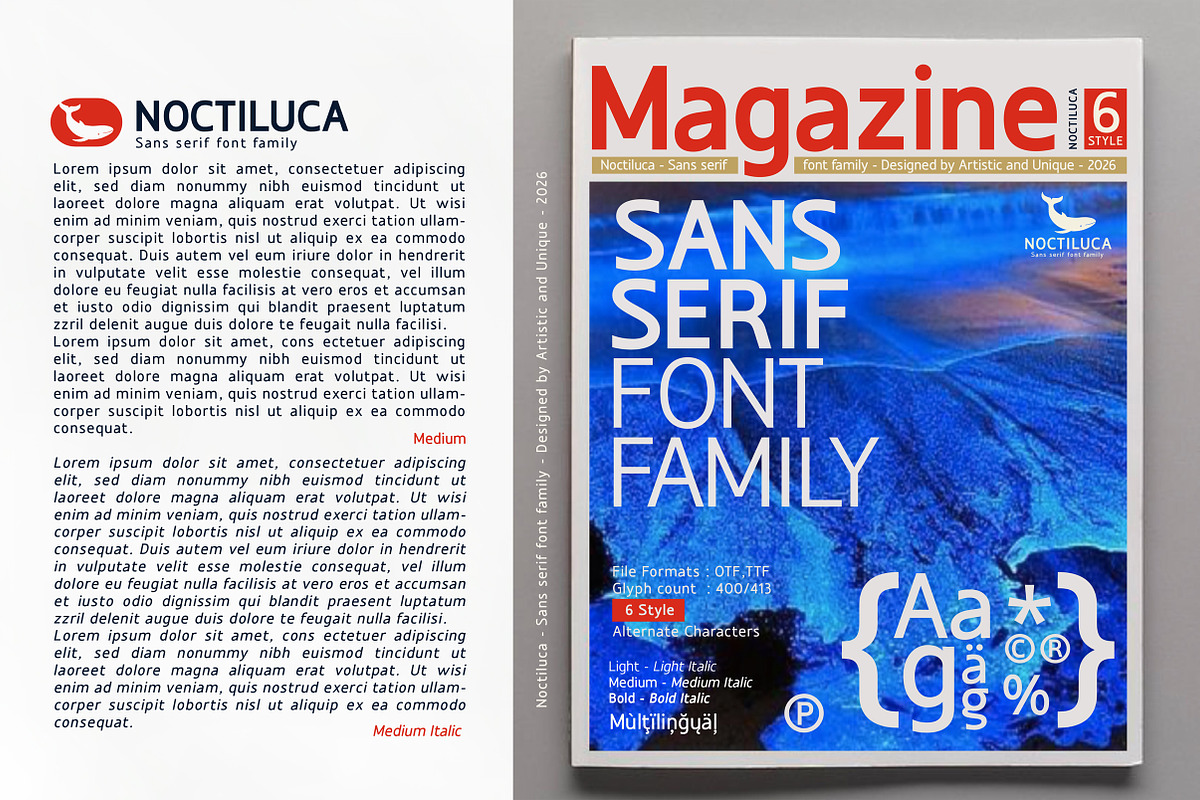 Noctiluca - Sans Serif Font Family, a Sans Serif Font by Artistic & Unique (Photo 13 of 15)