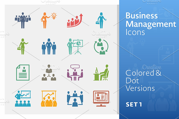 Colored Business Management Icons 1