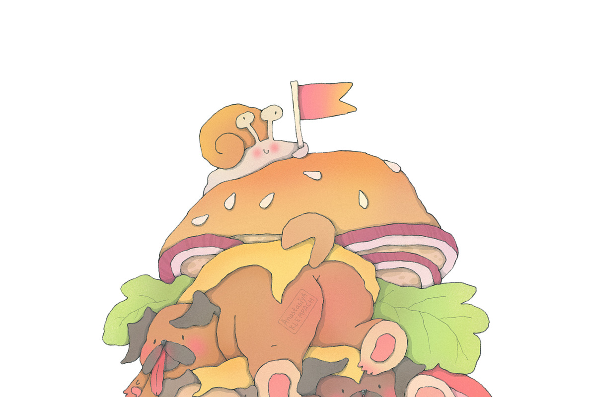 The Pug Burger, an Animal Illustration by Anastasiya Klempach (Photo 2 of 7)
