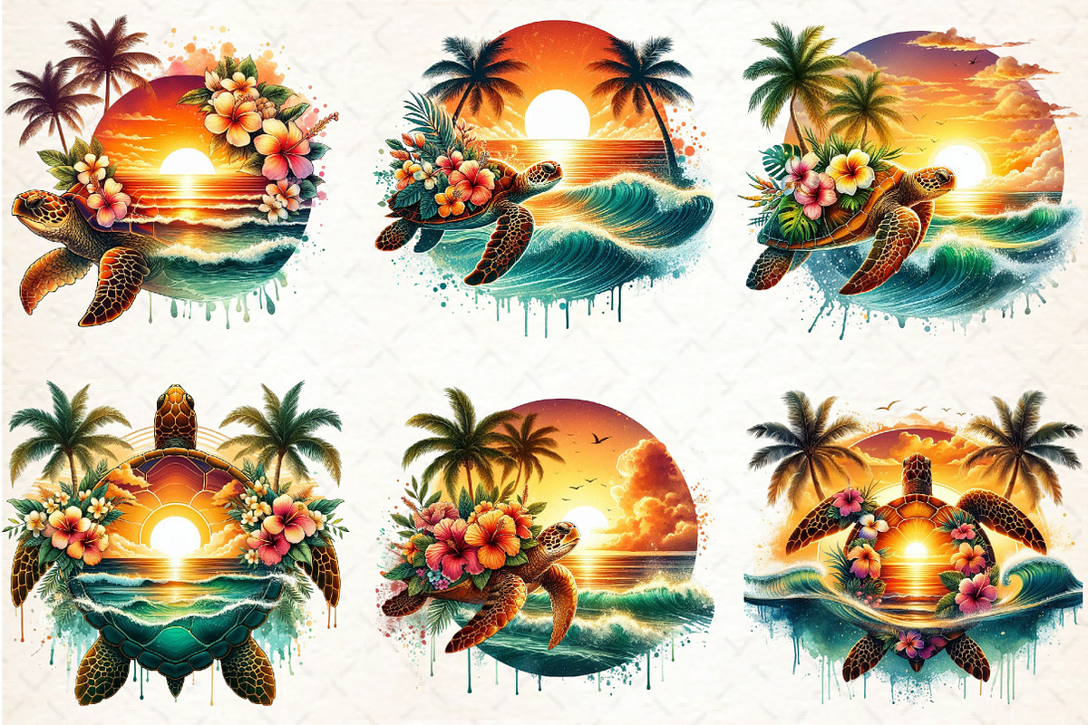 Sunset Sea Turtle Sublimation, an Illustration by Libby Wishes (Photo 3 of 4)