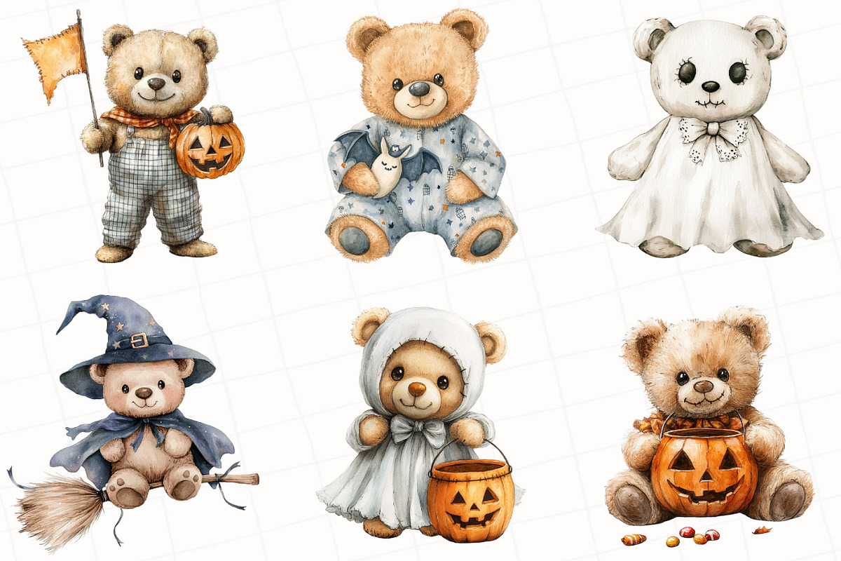 Halloween Teddy Bear Clipart, an Illustration by OK Design (Photo 2 of 5)