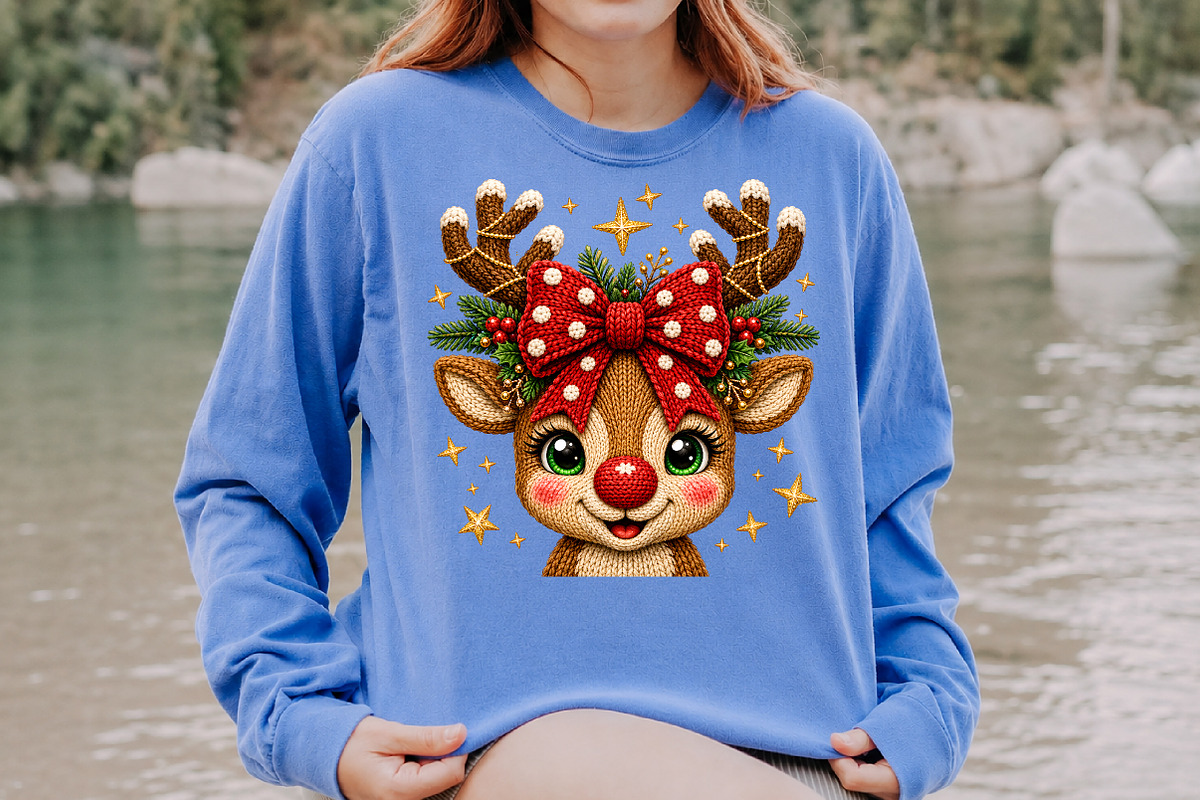 Crochet Reindeer Bow Christmas PNG, a Seasonal Illustration by Rose Art (Photo 4 of 4)