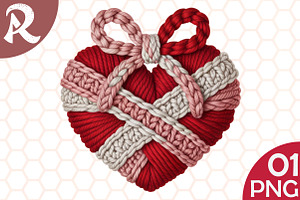 Faux Yarn Valentine Bow Heart Clipar, an Illustration by RobertsArt