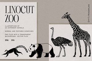 Linocut Zoo, Animal illustrations, an Animal Illustration by Garden in frame