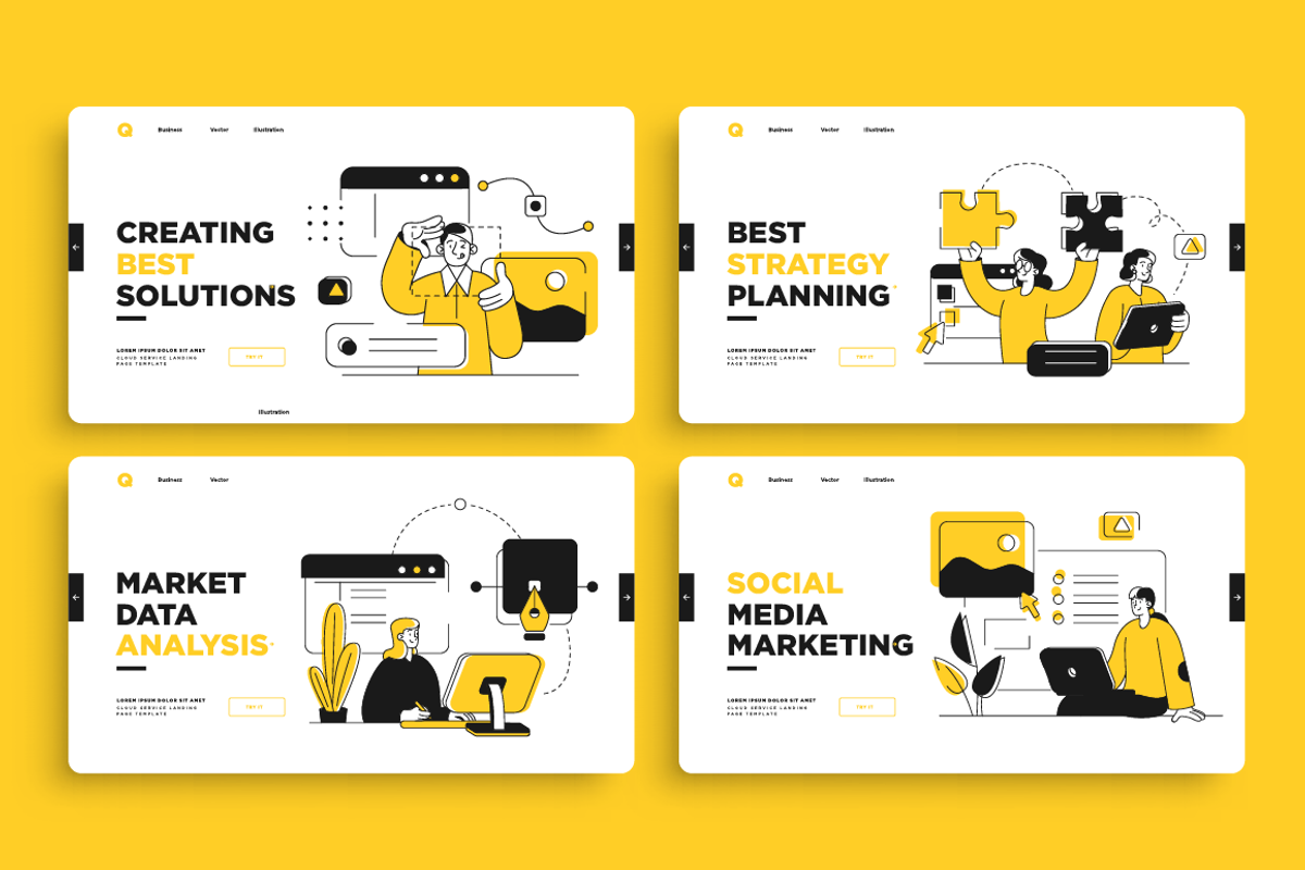 Business Marketing Illustrations set, a Work Illustration by StonePic (Photo 3 of 6)