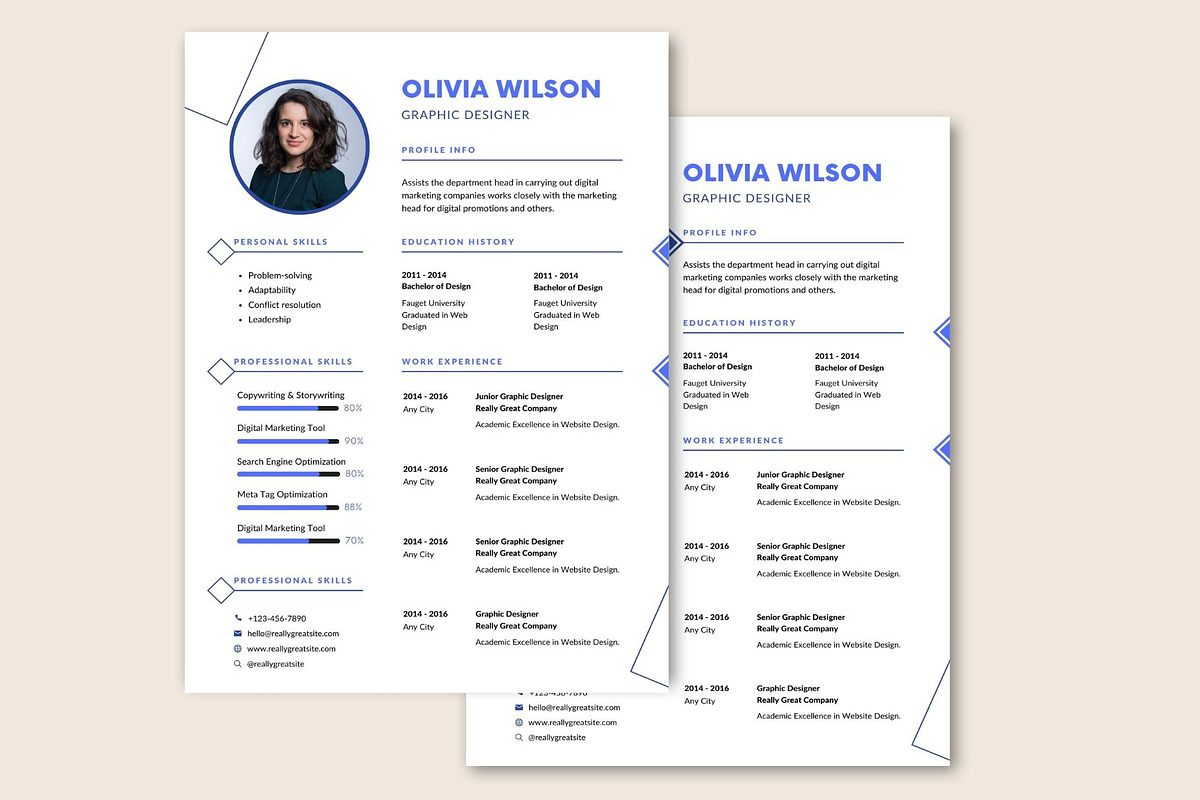 Professional Graphic Designer Resume, a Stationery Template by CreativeBundlex (Photo 1 of 3)
