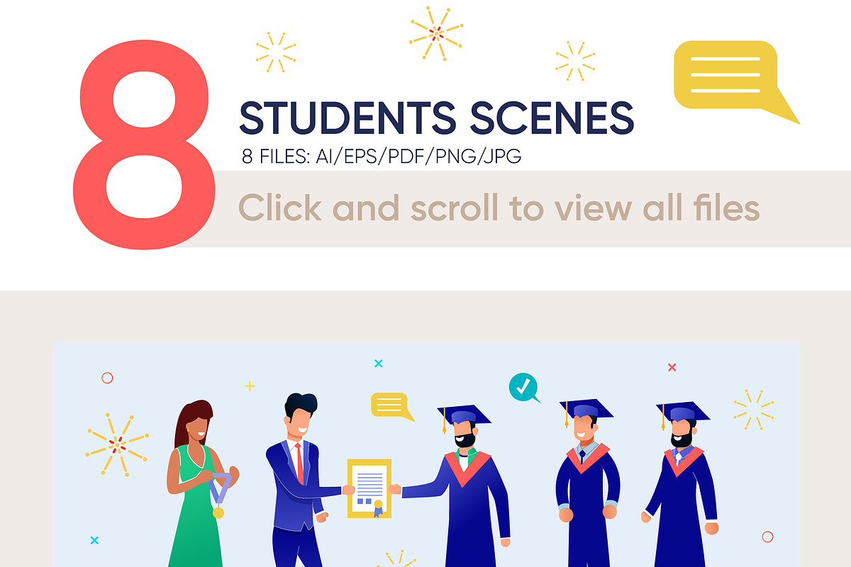 Students Vector Scenes, an Education Illustration by PavelVinnik (Photo 2 of 2)