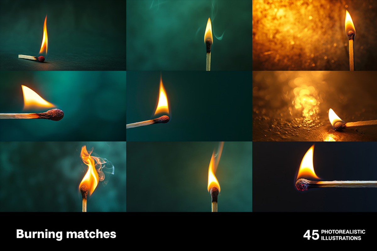Burning matches. 45 images, an Object Illustration by Handmadefont (Photo 6 of 11)