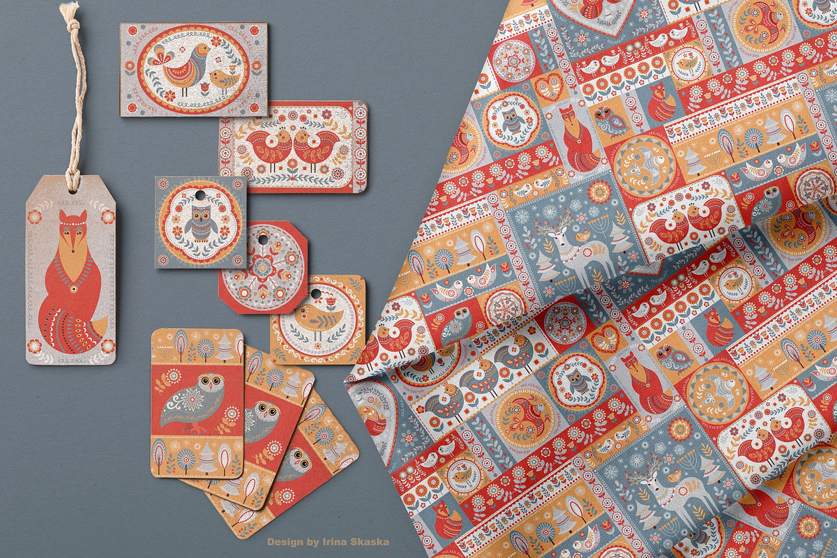 SCANDINAVIAN MOTIFS. Vector Set, an Animal Illustration by Irina Skaska (Photo 4 of 13)