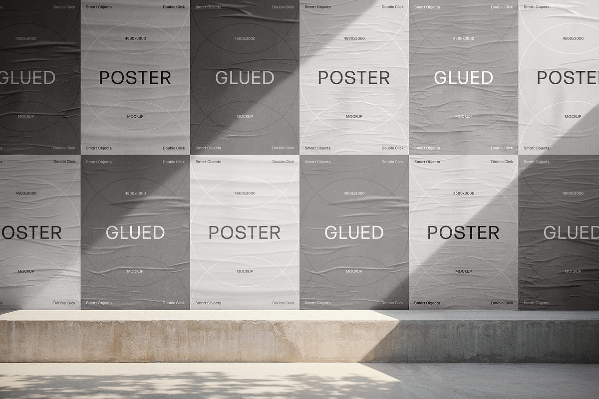 A4 Glued Posters Wall Mockup, an Advertising Mockup by Design Squad (Photo 4 of 4)